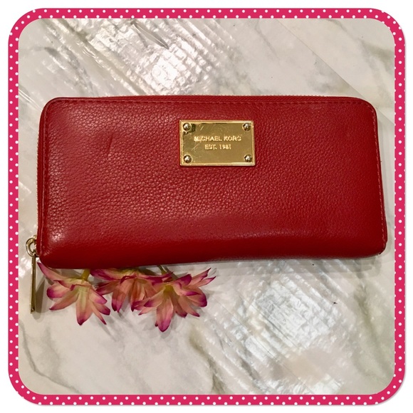 💝 MICHAEL KORS 💝 red leather wallet - Picture 1 of 7